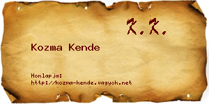 Kozma Kende névjegykártya